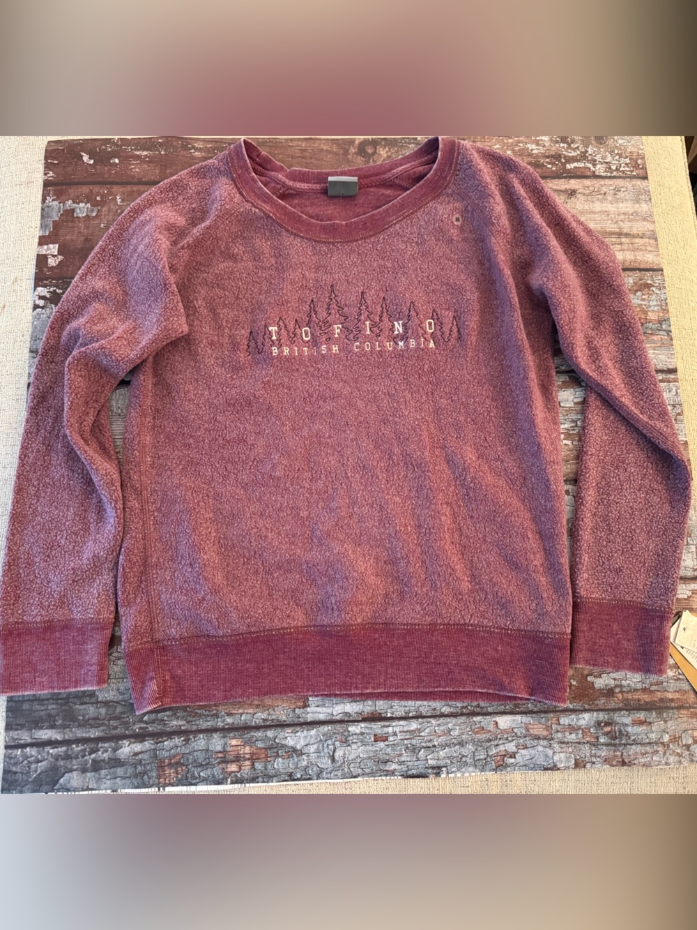 MV Sport Unisex Crewneck Inside Out Sweater in Dusty Rose Size Medium BNWT
